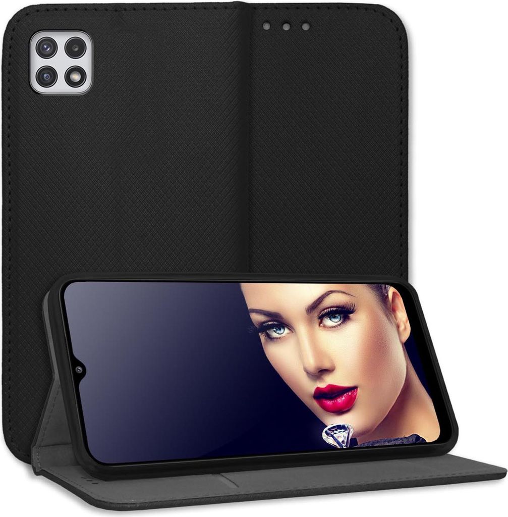Bookstyle Schutzhülle Klapphülle Schutztasche Etui Cover für Samsung Galaxy A22 5G (A226) - Schwarz