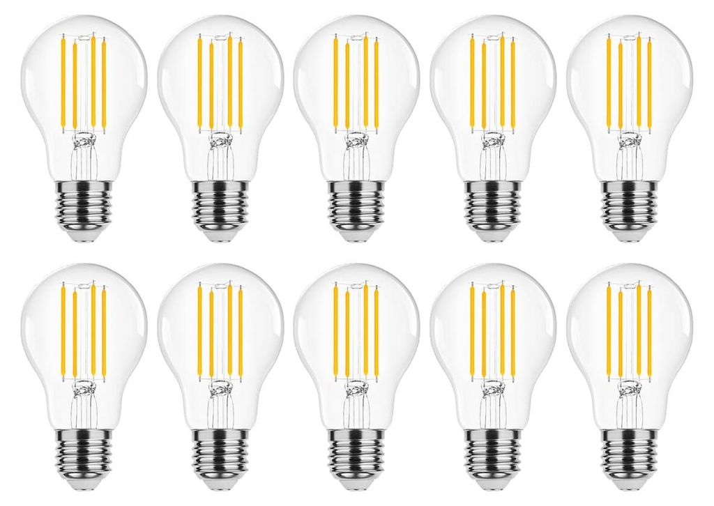 Modee E27 LED-Lampe 8W - 1055lm - 2700K - Warmweiß - LED-Filamentlampe A60 - Ersetzt 75W-Halogenlampe - 10 Stück