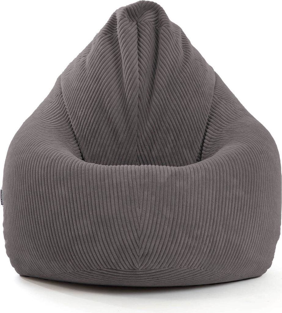 mokebo Sitzsack Cord XXL für Kinder & Erwachsene in Anthrazit 'Der Tagträumer', Indoor Bean Bag mit EPS-Perlen Füllung, Bodenkissen kuschelig ...