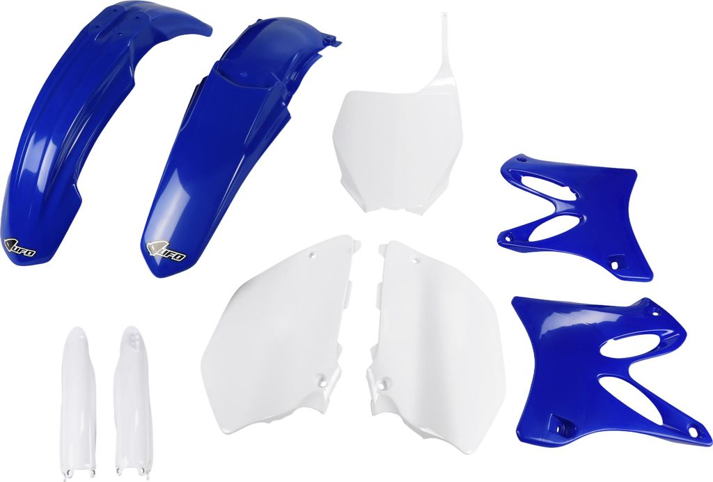 Verkleidungskit UFO PLAST 9-teilig Verkleidungssatz Kunststoff mit Gabelschutz für Yamaha YZ WR 125 / 250 ccm Bj. 2008 - 2014, Farbe:weiß / blau
