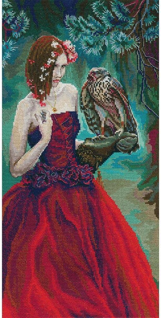 RTO Kreuzstich Set "Mädchen mit Falke" M724, Zählmuster, 19.5x39 cm
