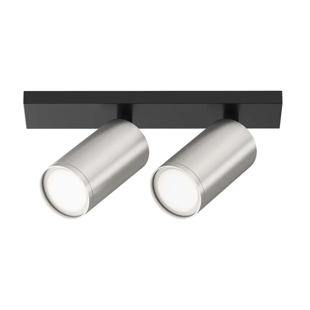 Plafonnier ajustable noir argent mat aluminium brossé anti-reflet