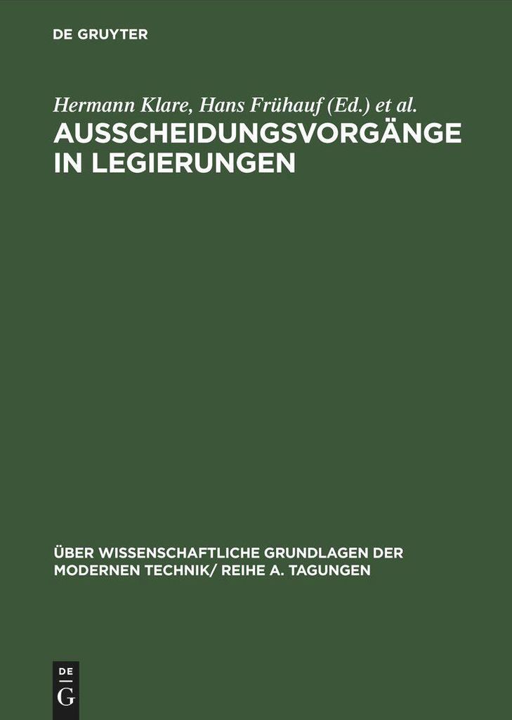 Ausscheidungsvorgänge in Legierungen