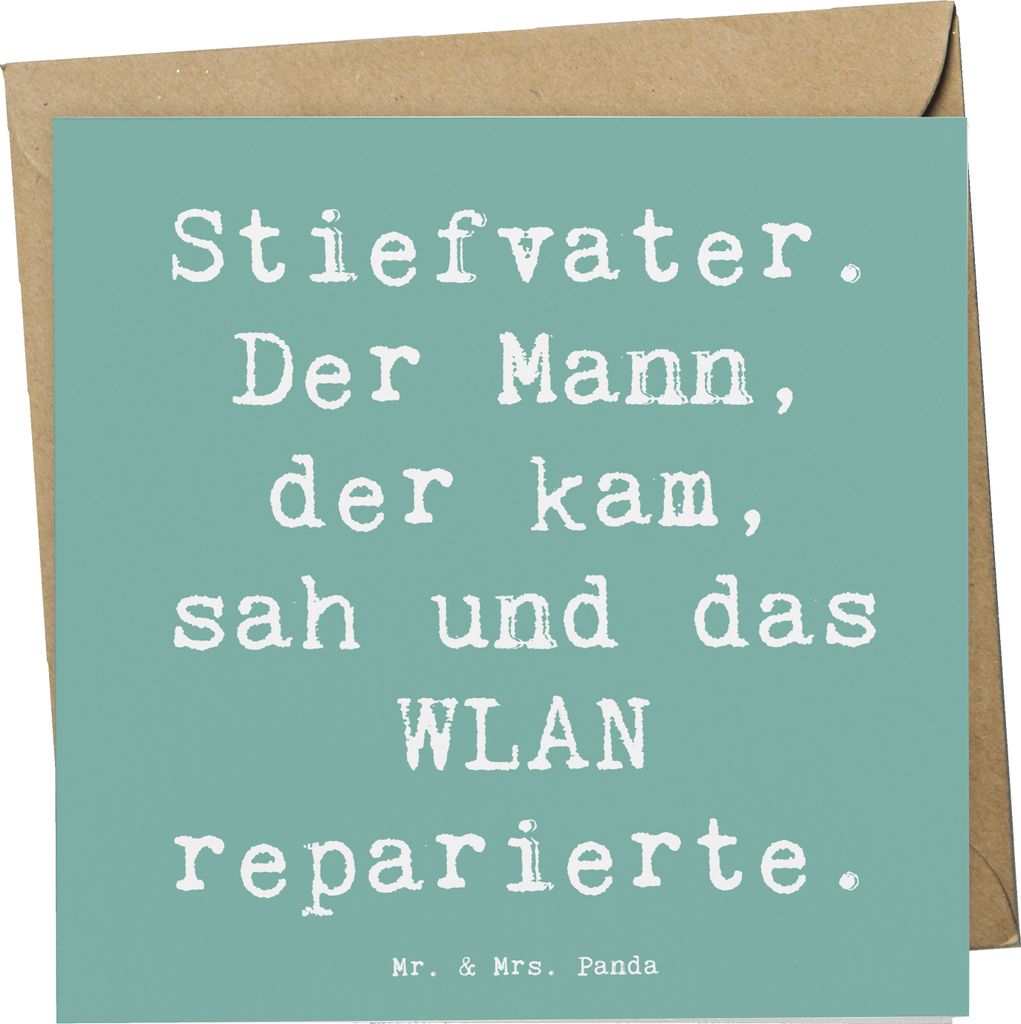 Mr. & Mrs. Panda faltkarte Spruch Stiefvater Held - Meeresbrise - Geschenk, Dankbarkeit, anlasskarte, Weihnachten, Geschenke, Familie, Glückwunsch...