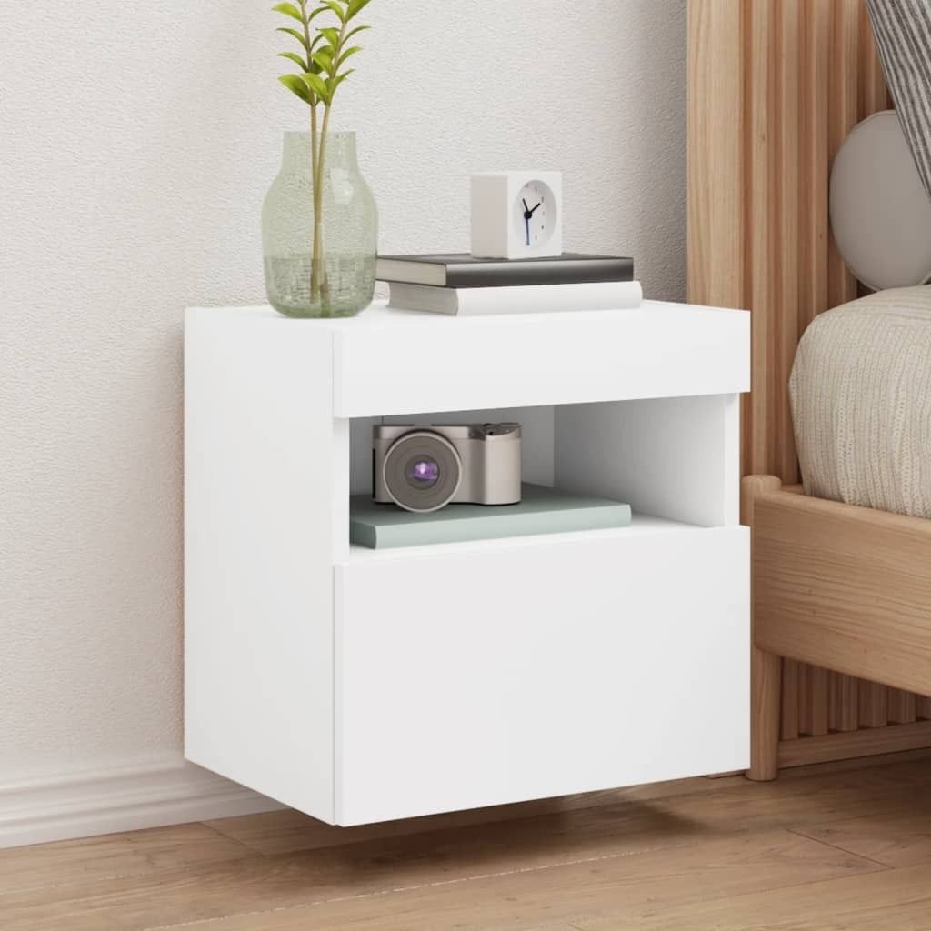 Best Möbel TV-Wandschränke mit LED-Leuchten 2 Stk. Weiß 40x30x40 cm - TV-Schränke Cloris Neu1944410 1parcel