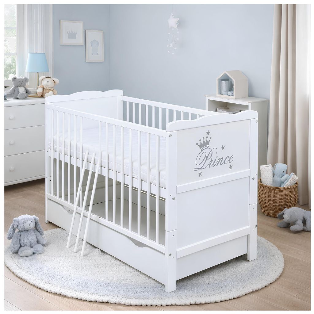 Baby-Delux Babybett Kinderbett 2in1 Prince 120x60 Weiß mit Produktbild 