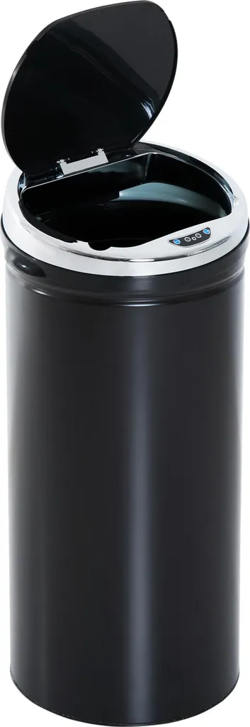 Grande poubelle automatique 42L pour cuisine, design noir avec capteur