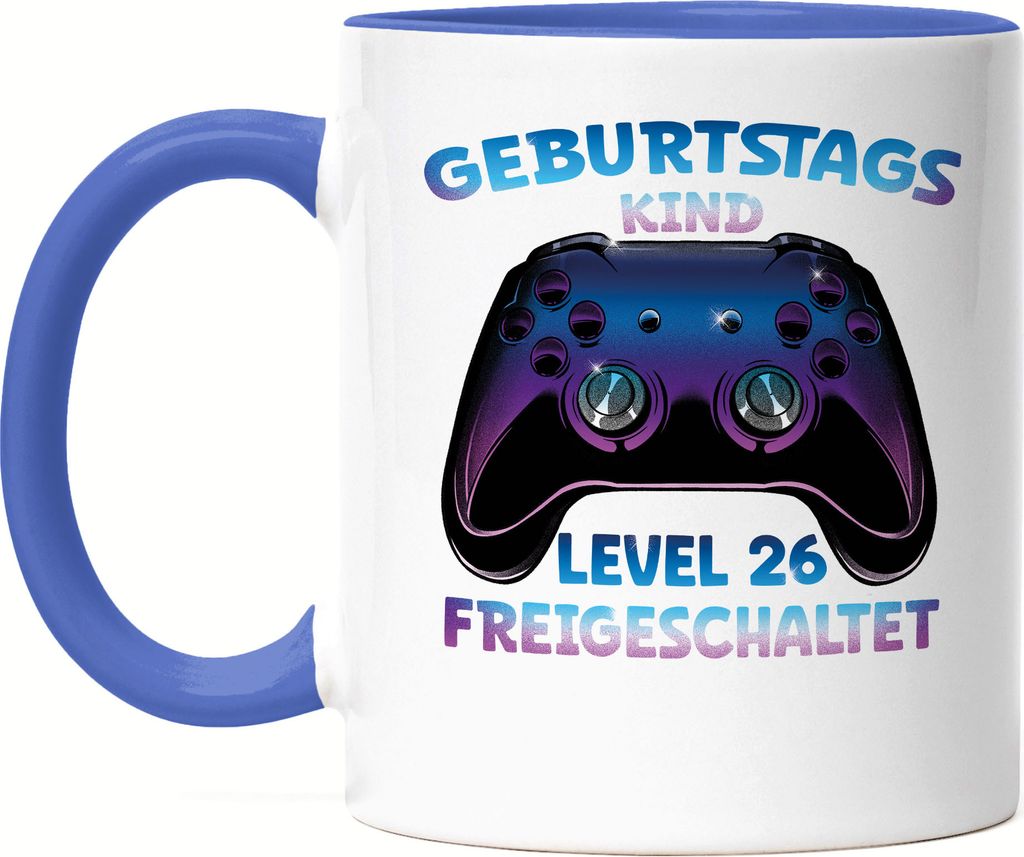 Geburtstagskind Level 26 Freigeschaltet Tasse Blau Happy Birthday Geburtstag Alles Gute Controller Konsole Game Spiel