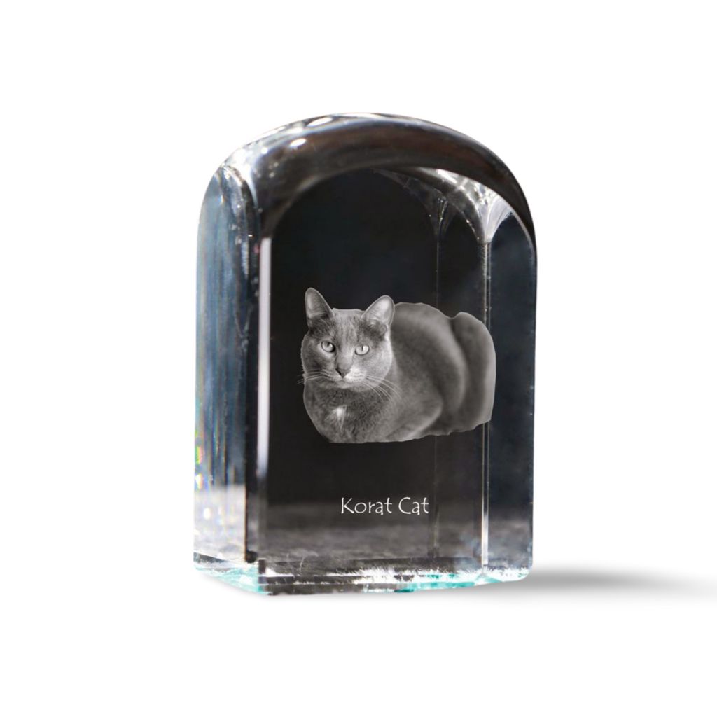 Korat Katze - Kristallwürfel mit Bild, Katzenbild im Kristall, sechseckiger Papierclip von der Marke Art-Dog