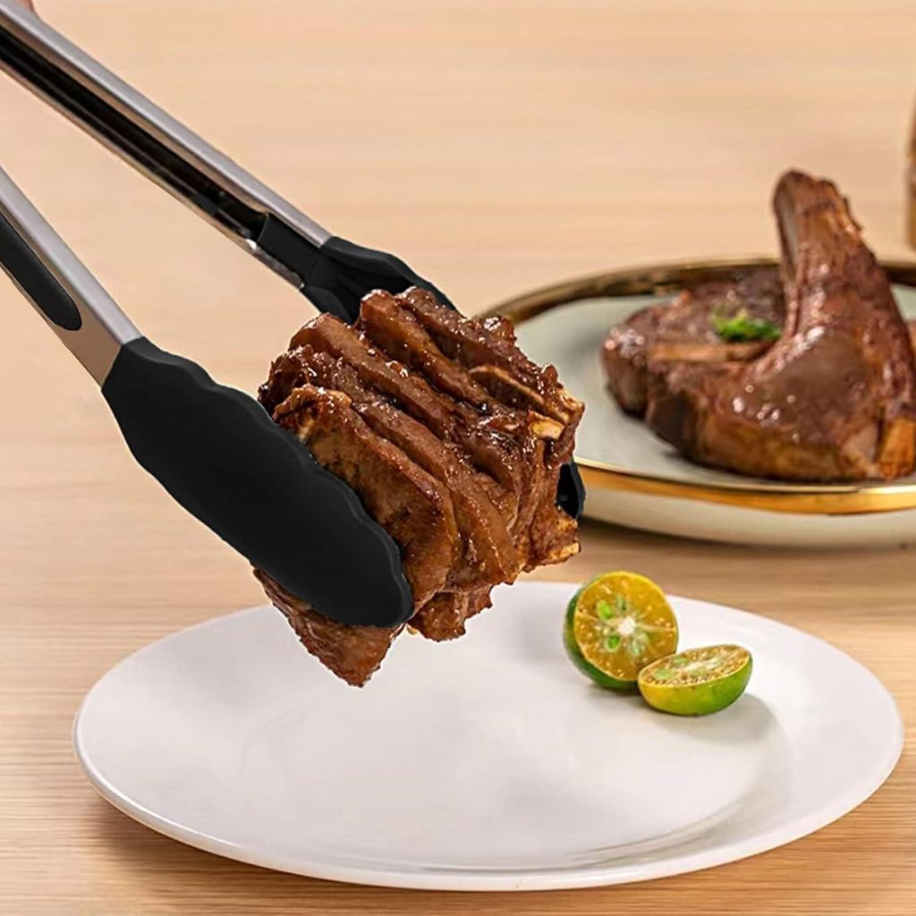 Schwarze Kochzange - vielseitiges Küchenaccessoire - 1 Stück - Silikon