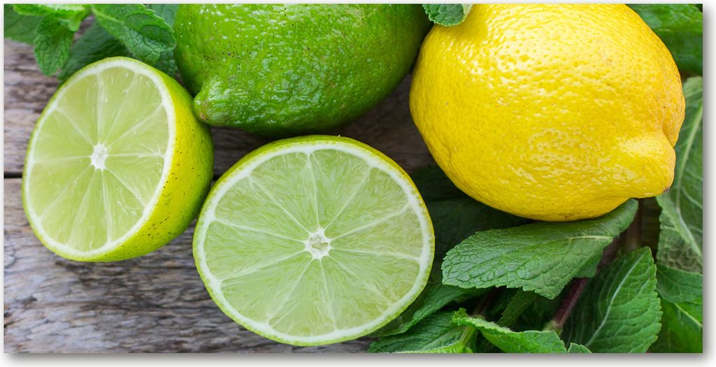 Tulup Küchenrückwand Spritzschutz aus Glas -100x50 -Spritzschutz auf gehärtetes GlasDeko Essen Getränke Limette Zitrone