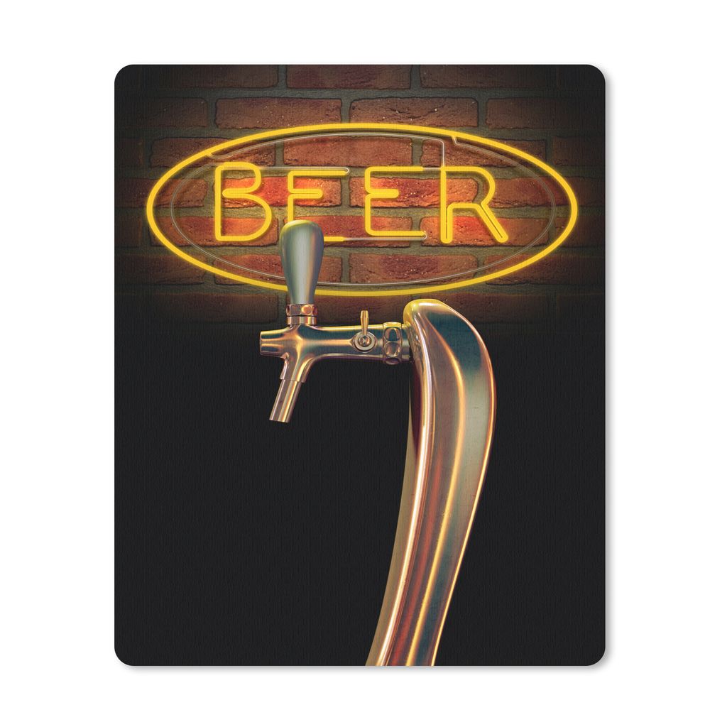 MuchoWow Mauspad Mousepad Mancave - Bierpumpe - Neonbeleuchtung - Vintage 30x40 cm - Mousepads - Maus Mat - Pad - Mausunterlage - Mausmatten