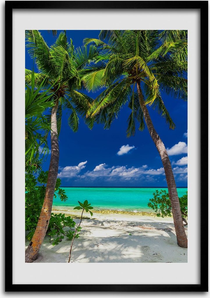 Bild - Bilderrahmen - 50 cm x 70 cm - MDF - Rahmen - Wandkunst Tropischer Strand