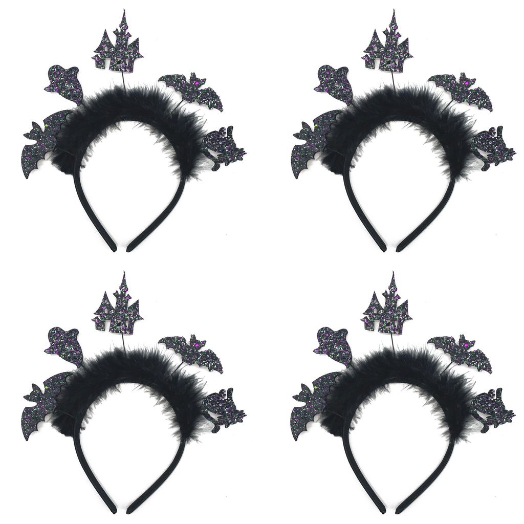 4x Halloween Glitzer Haarreif (Fledermaus, Geister, Katzen Produktbild 