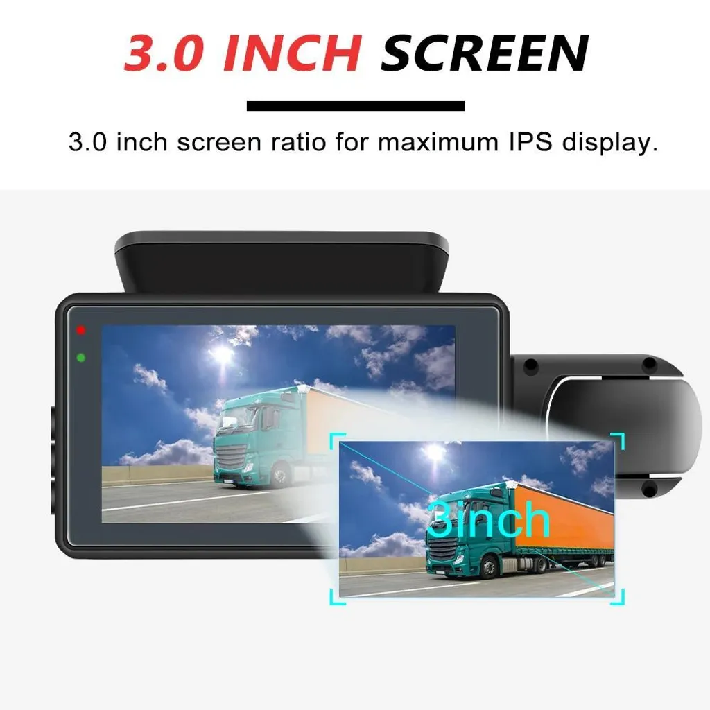 Dashcam enregistreur vidéo voiture avec vision nocturne et écran IPS