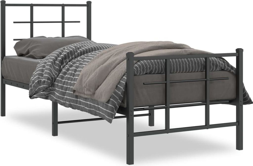 Maison Exclusive - Bettgestell mit Kopf- und Fußteil Metall Schwarz 75x190 cm