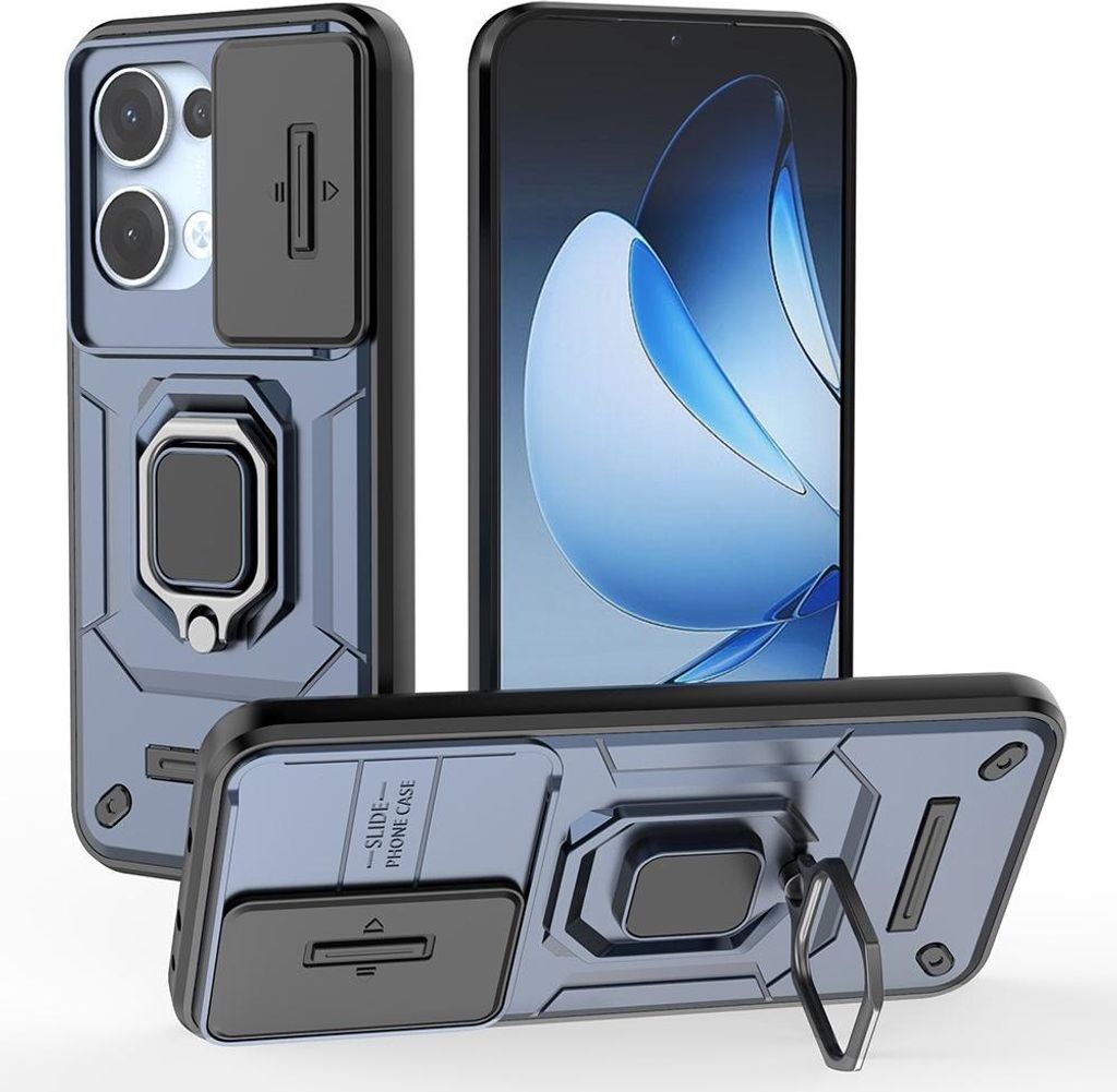 OPPO Reno13 5G Hülle - Coverup Ring Ständer Back Cover mit Kamera Schutz - Blau