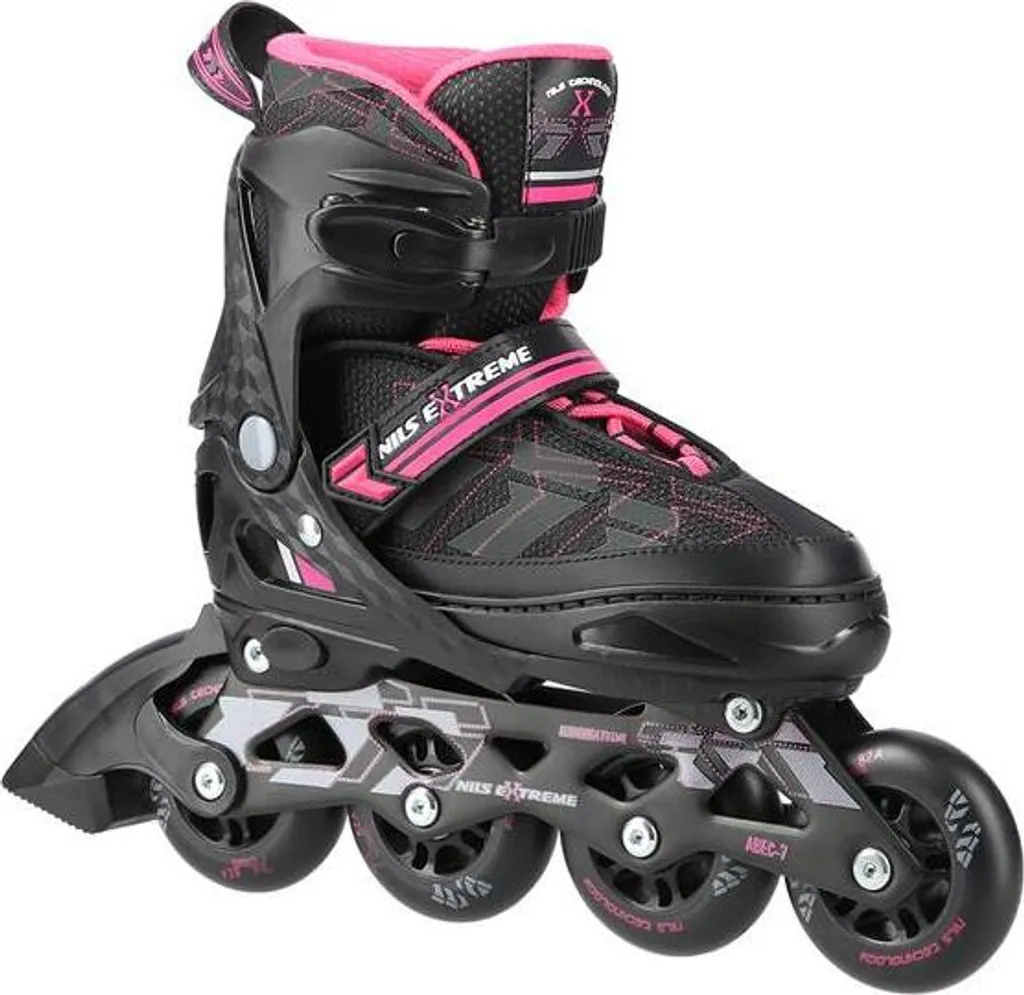 Rollers en ligne évolutifs roses pour enfants et ados NILS Extreme