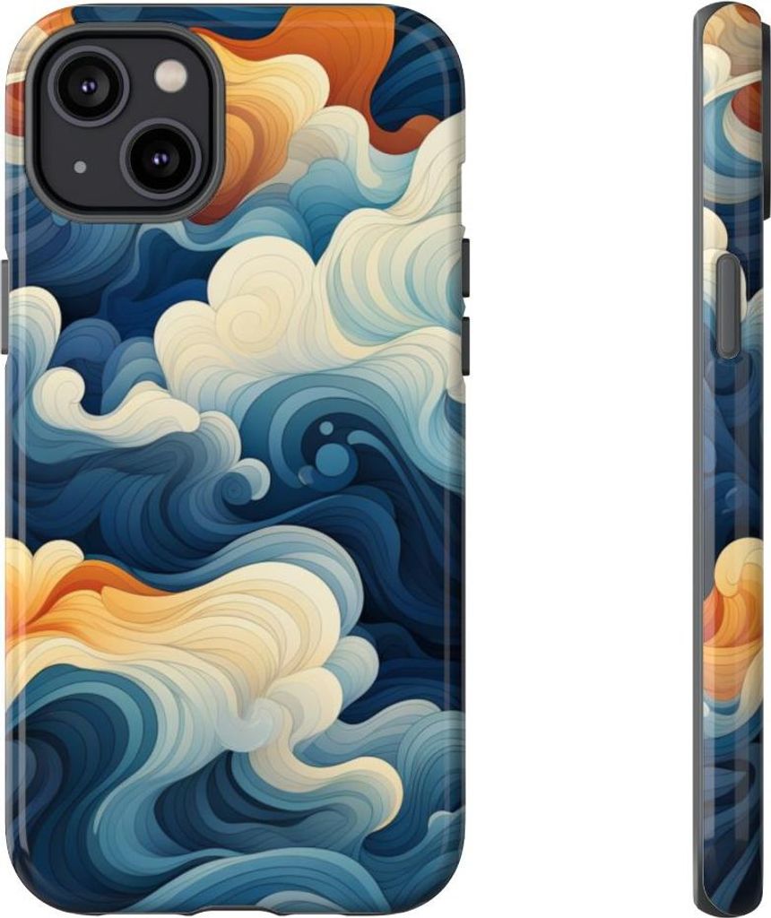 Abstrakte fließende Wellen – Hülle Kompatibel mit iPhone 14 Plus