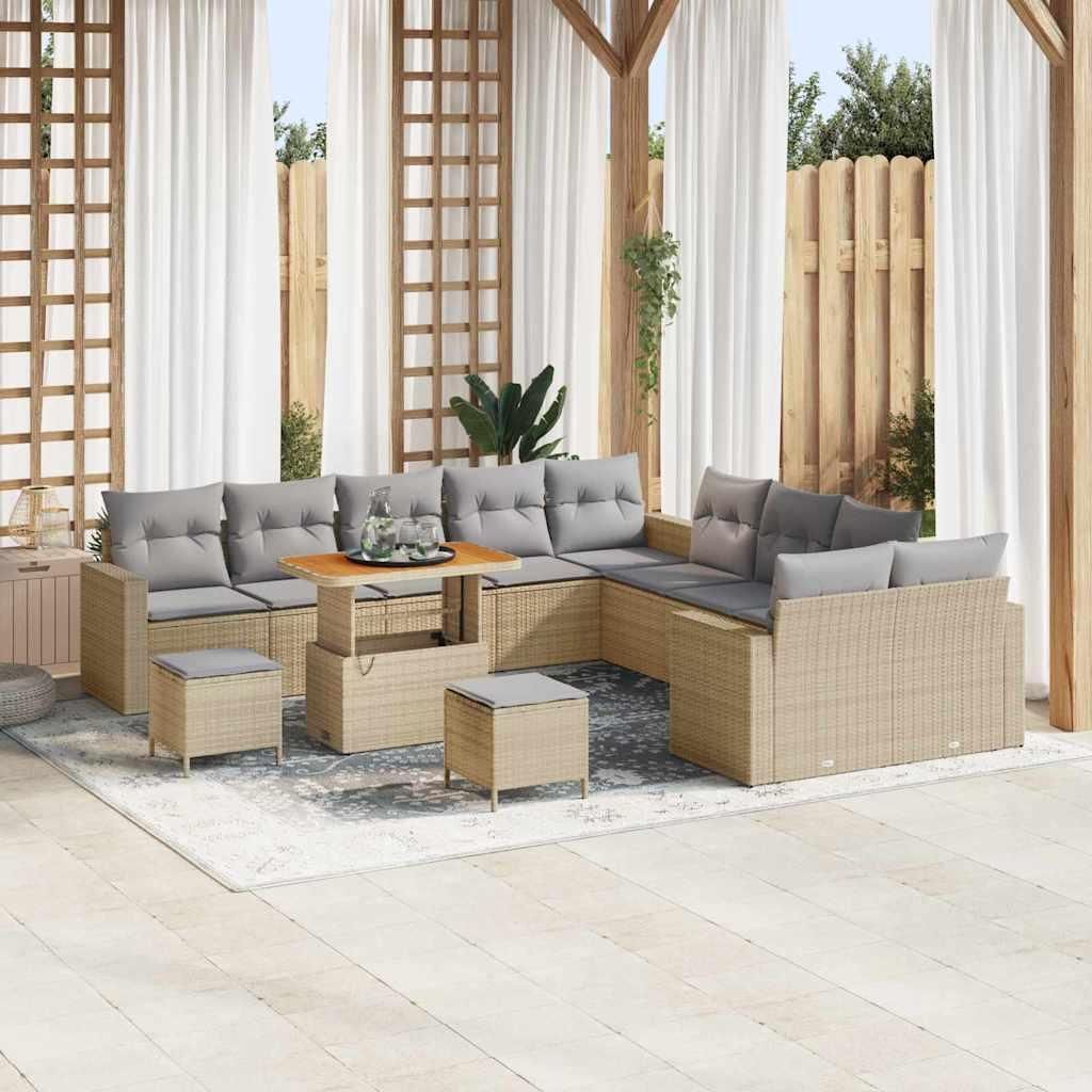 Maison Exclusive - Gartensofa-set 13 pcs Beige Poly-Rattan