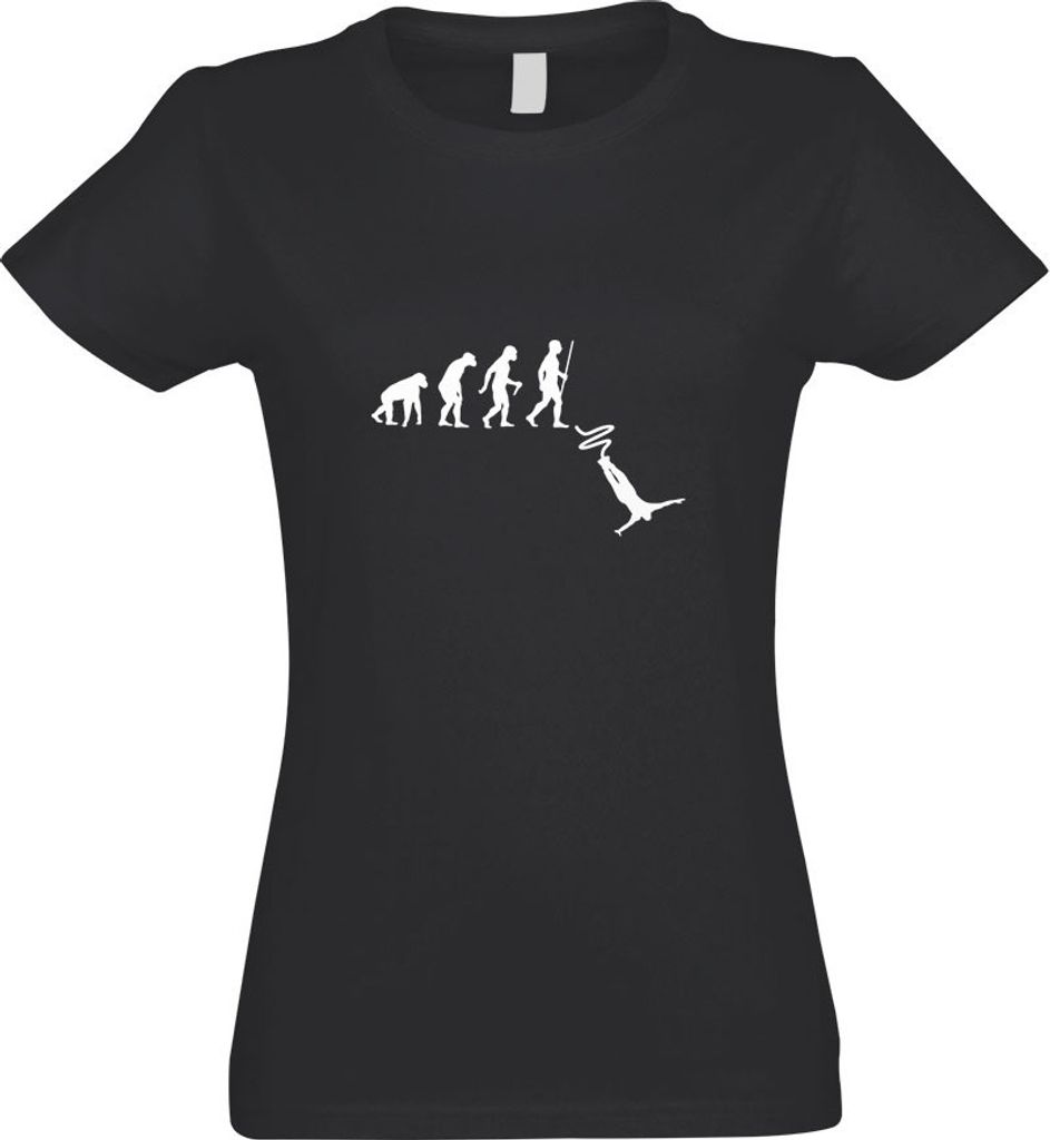 Kiwistar - T-Shirt tailliert - Damen - Graphit - Bungeespringen Evolution - mit Motiv Bedruckt - Funshirt Design - Sport - Freizeit - Damen - L