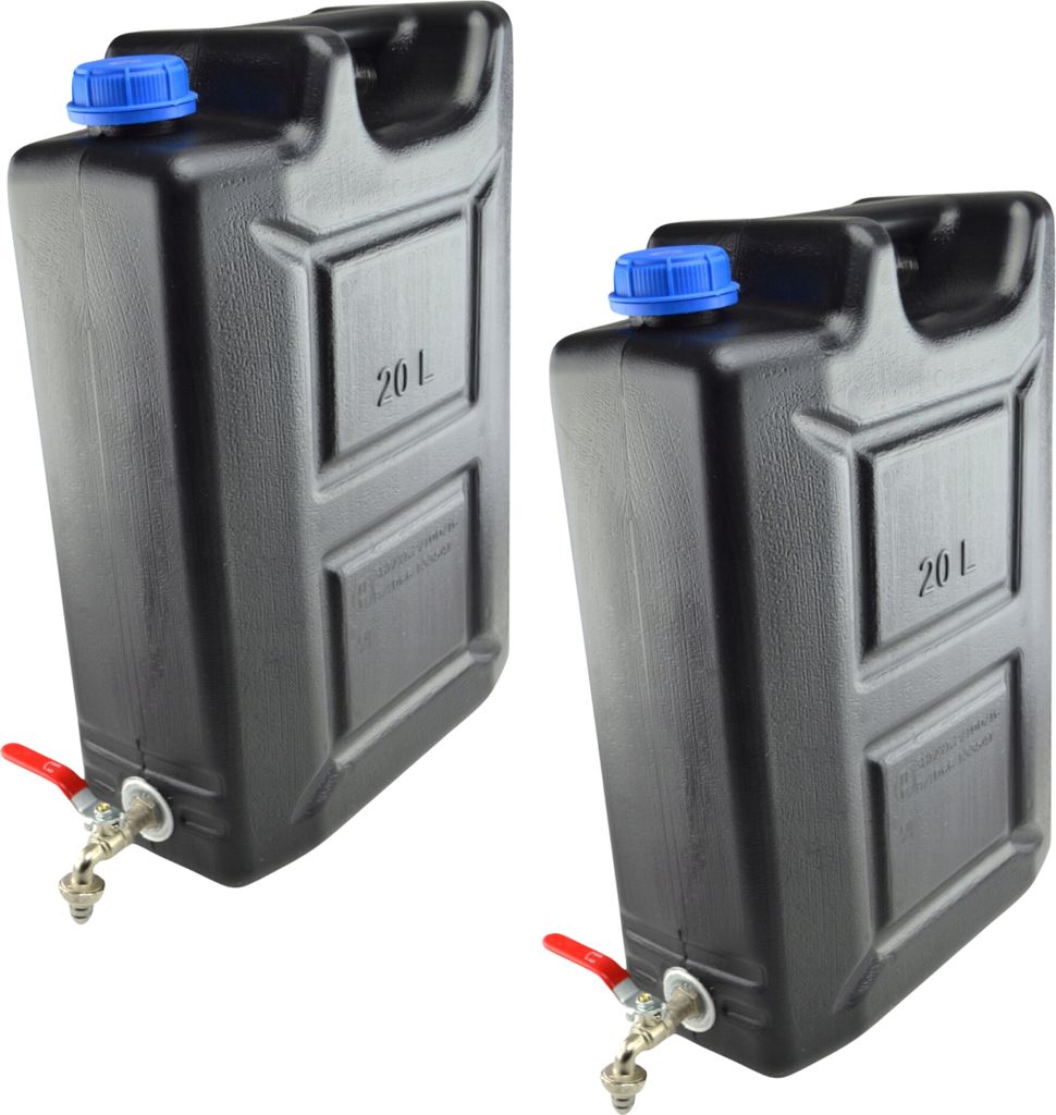 Wasserkanister 20l aus Kunststoff Schwarz Set 2 Stück