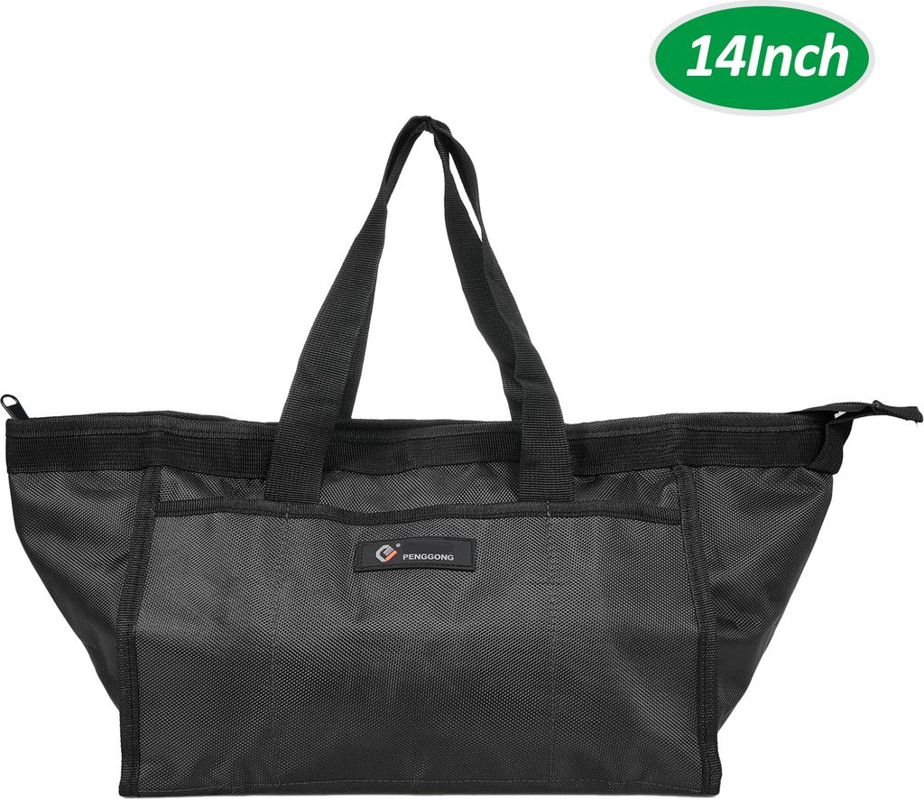 PENGGONG 14 Zoll Werkzeugtasche Aufbewahrungstasche 1680D-Oxford-Stoff Werkzeugtasche wasserdicht, 330 * 200 * 230 mm Schwarz