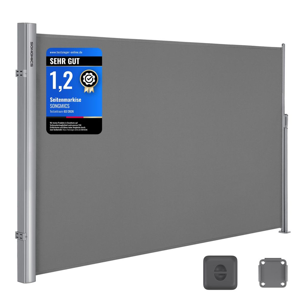 SONGMICS Alu Seitenmarkise 160 x 400 cm 280 g/m² ausziehbar Produktbild 