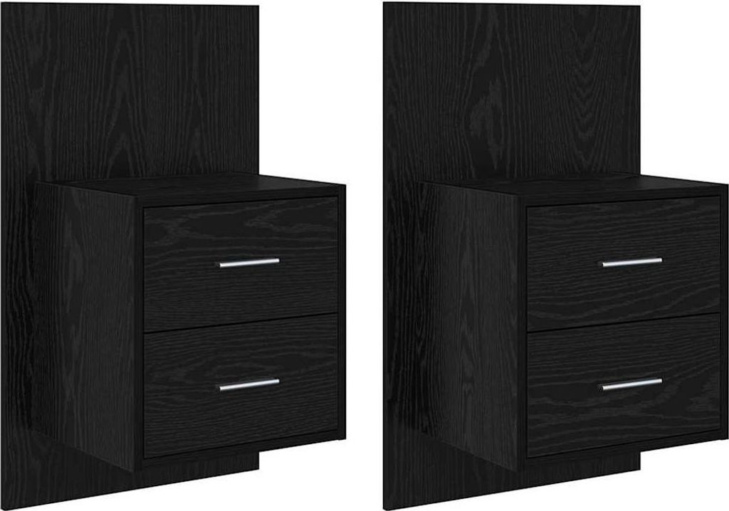 Wandmontiertes Nachttischchen 2 pcs Schwarz Eichen-Optik