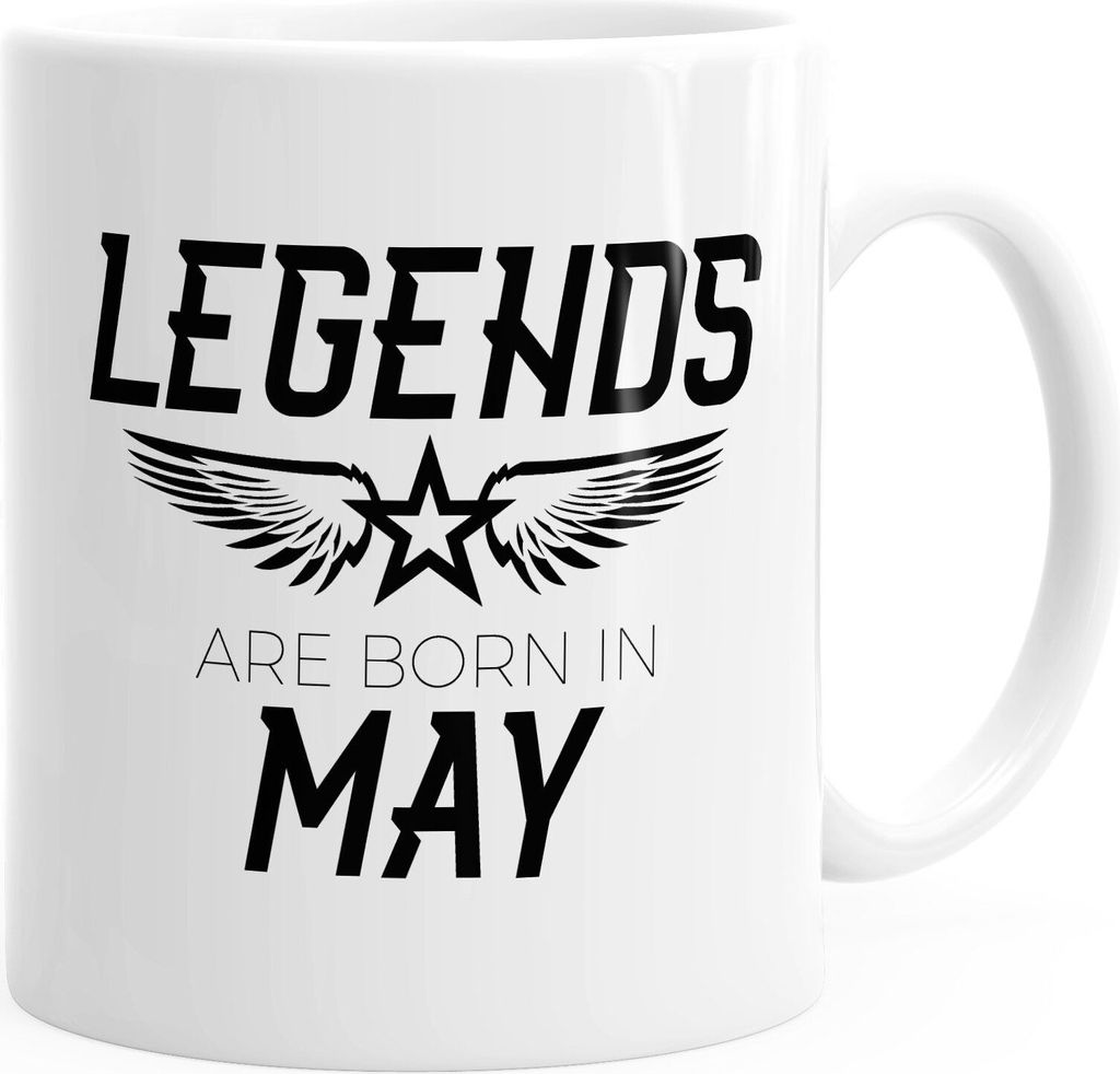 Kaffee-Tasse Legends are born in May Geburtstag Geschenk MoonWorks Mai Uni-Weiß unisize