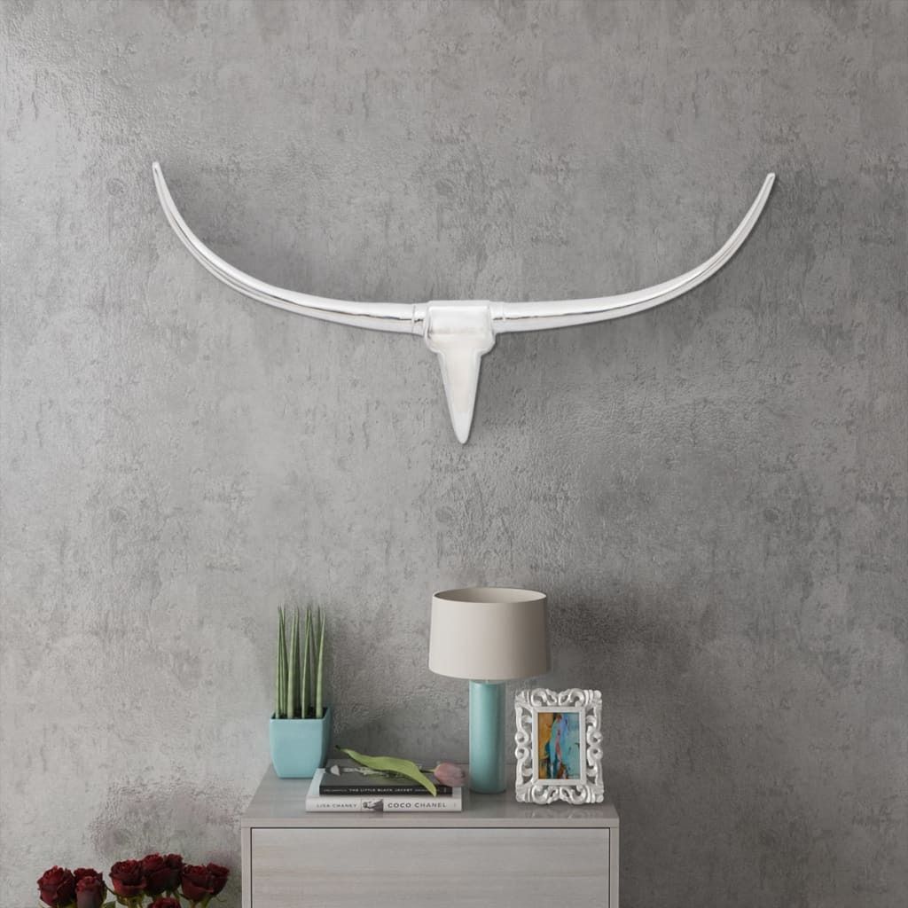 "2026 Promotion" Wall Mounted Aluminium Stiers Kopf Dekoration Silber 96cm - Wandskulpturen CC2261