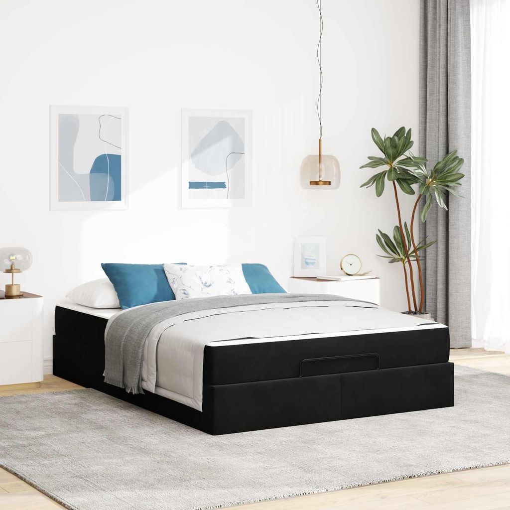 Maison Exclusive - Bettgestell mit Matratze 2 pcs Schwarz Samt