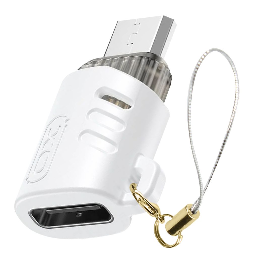 XO, USB-C Buchse auf Micro-USB Stecker Adapter Kompaktes Design, Weiß