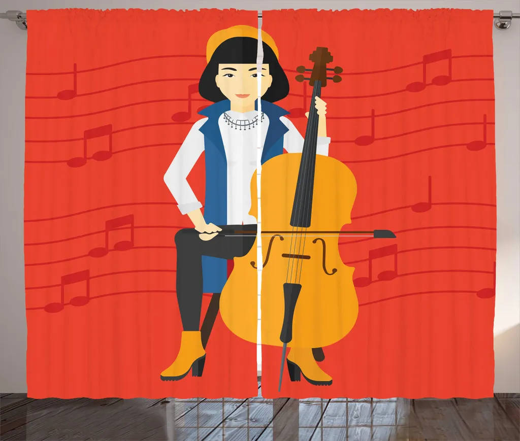 Rideau pour Studio de Musique et Salon Décoration Violoncelle 280x225cm