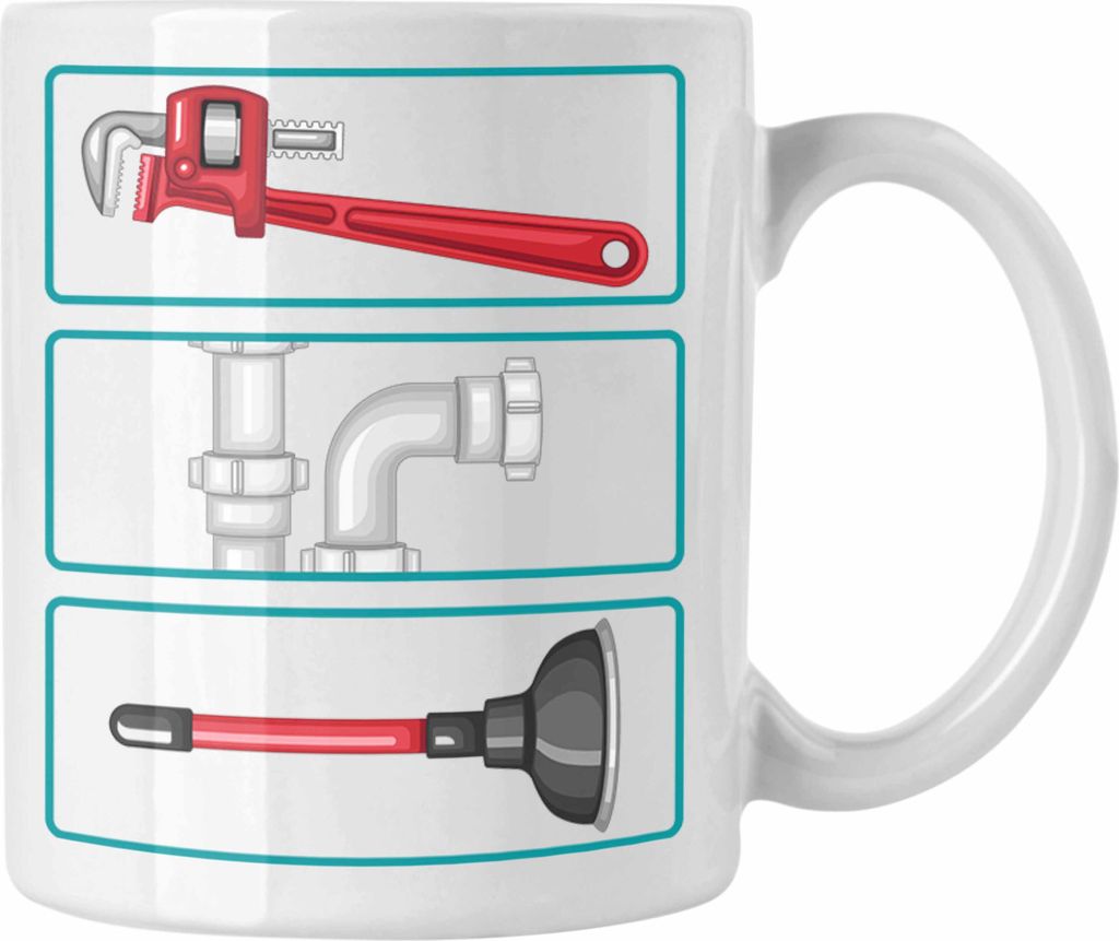 Trendation - Klempner Tasse Geschenk Handwerker Geschenkidee für Männer Handwer Sanitär Installateur (Weiß)