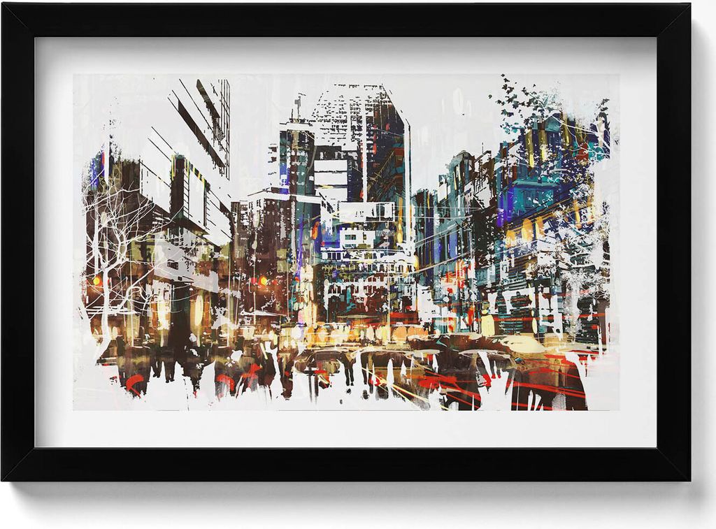 New York - eine Stadt, die vor Leben wimmelt– Wandbild mit Rahmen – Gerahmtes Bild – Wanddekoration – 30x20 cm – Schwarz Rahmen
