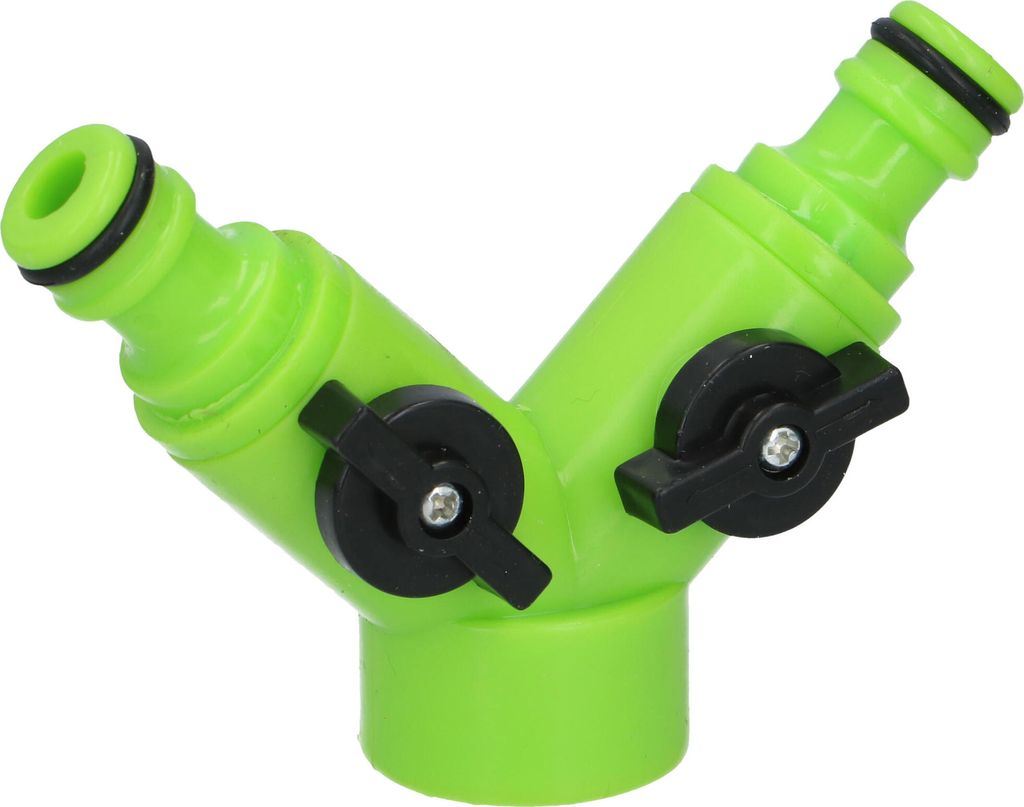2 Wege Verteiler für zwei Gartenschläuche zur Bewässerung mit Wasserhahn Anschluss 3/4"