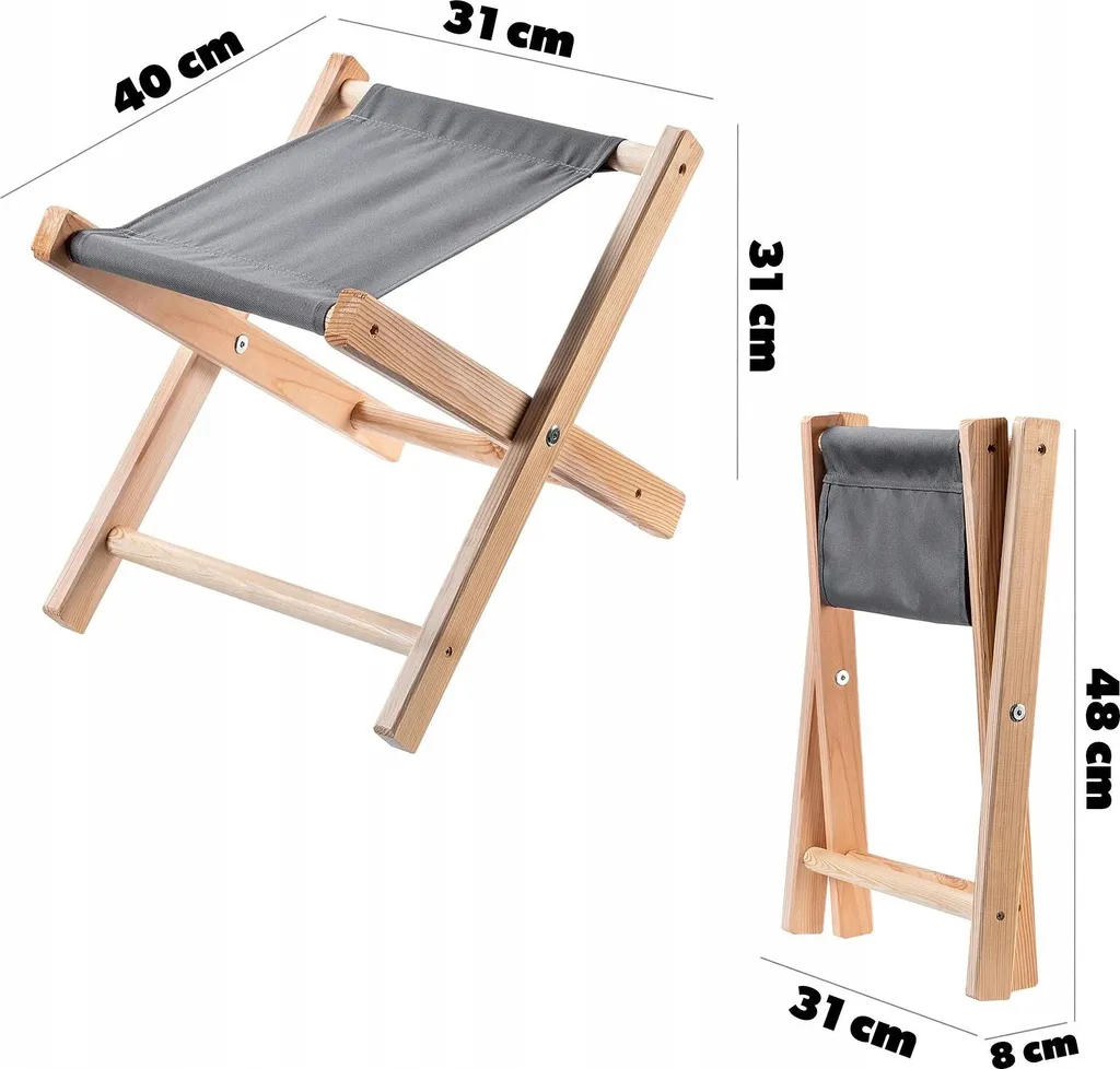 Tabouret pliant compact 40x31 cm en bois - Design peu encombrant
