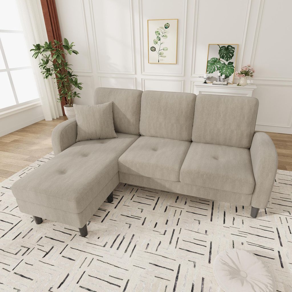 Merax L-Form Ecksofa mit Chaiselongue, 3-Sitzer Sofa mit Produktbild 