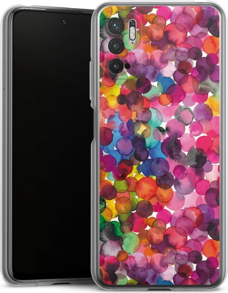 DeinDesign Handyhülle für Xiaomi Redmi Note 10 5G Silikon Hülle Case Smartphone Schutzhülle Punkte Wasserfarbe bunt