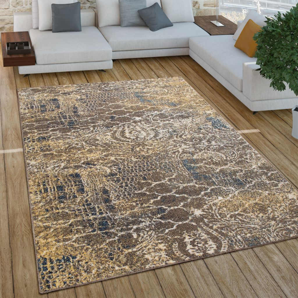 Wohnzimmer Teppich Kurzflor Boho Vintage Design Produktbild 