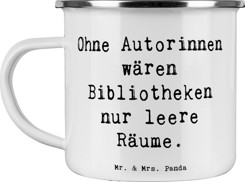 Mr. & Mrs. Panda Teetasse Spruch Autorin Magie - Weiß - Geschenk, Emaille Becher, Berufsgestaltung, Emailletasse, Teebecher, Autorinnen, Faszinati...