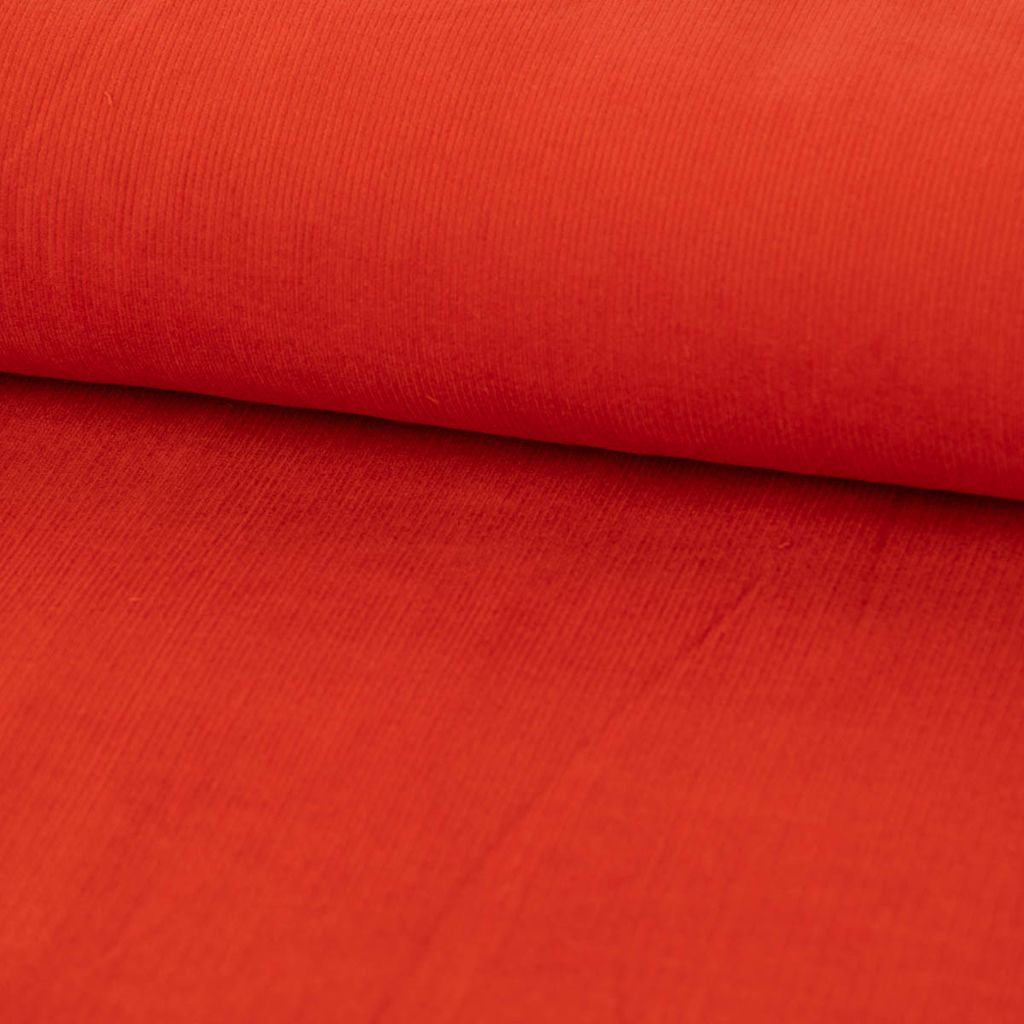 Cordstoff Feincord Babycord Baumwolle Meterware uni terracotta 1,45m