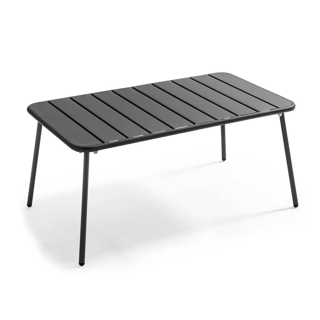 Table basse de jardin acier anti-rouille anthracite Palavas 90 x 50 cm