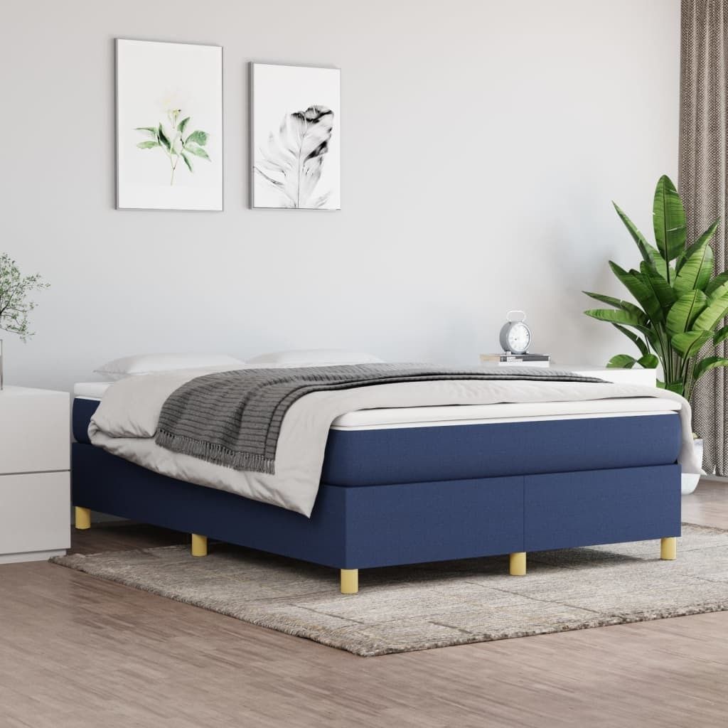 Best Möbel Bettrahmen inkl. Lattenrost - Boxspringbett mit Matratze Blau 140x200 cm Stoff - Klassische Betten CL7384622 3parcel