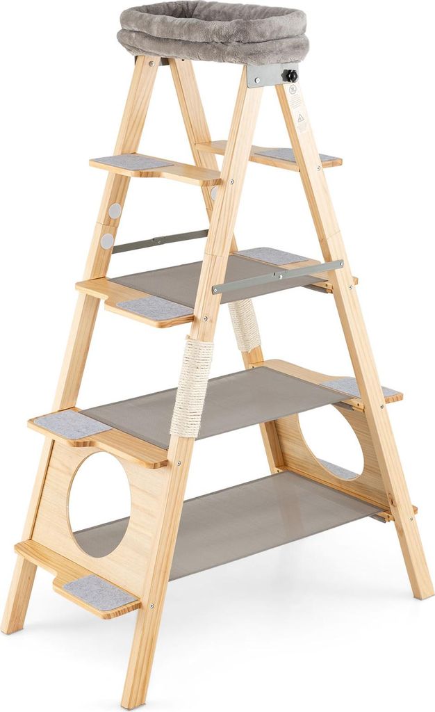 COSTWAY 151 cm tiragraffi e scala, albero per gatti a 5 Immagine del prodotto 