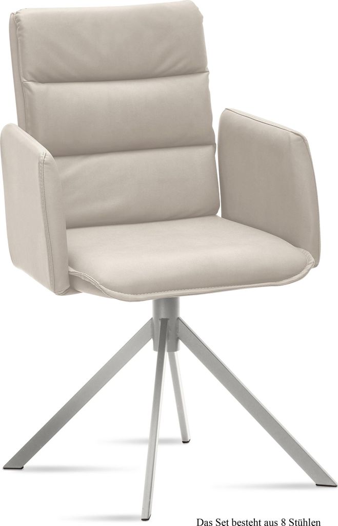 Armlehnstuhl (8er-Set) Dorree 52x92x60 Edelstahl/Natur