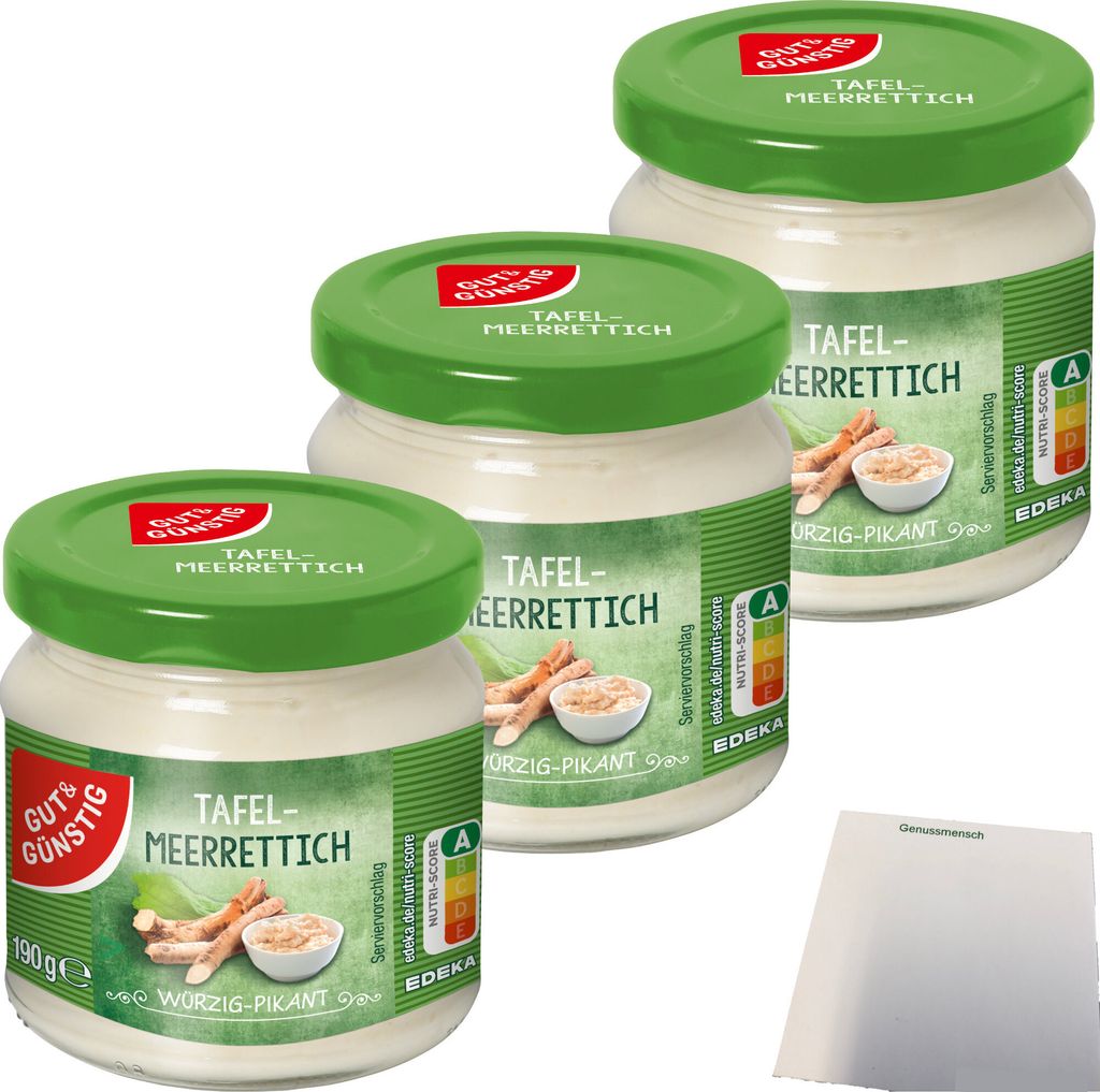 Gut & Günstig Tafelmeerrettich 3er Pack (3x190g Glas) + usy Produktbild 