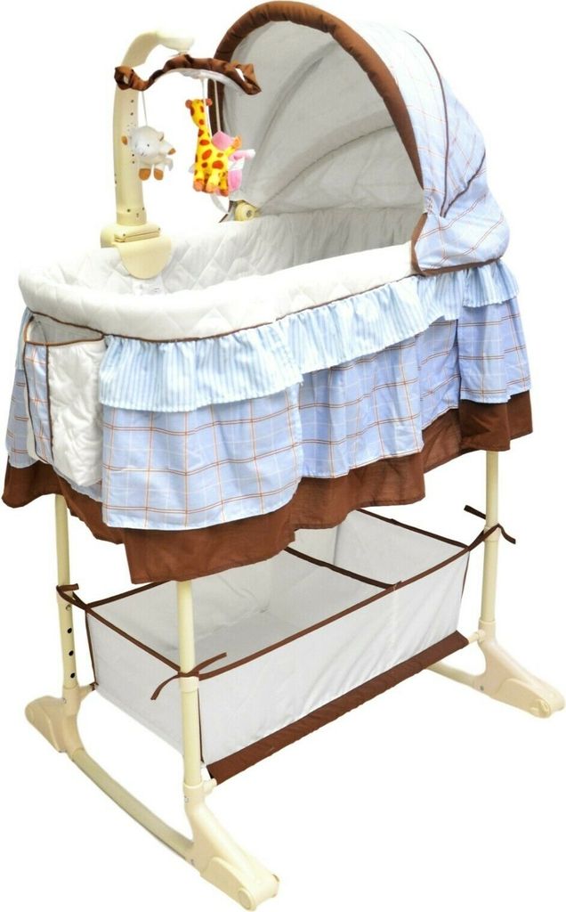 Best For Kids Wiege Stubenbett 4 in 1 Schaukelwiege mit Melodie, Vibration, Licht, Nachtlampe und Schaukel mit Fernbedienung