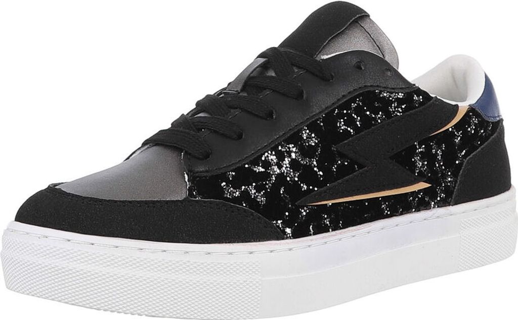 Ital-Design Damen Freizeitschuhe Wildlederoptik, Lederoptik, Synthetikoptik Sneakers Low 88930645 Schwarz Gr. 40